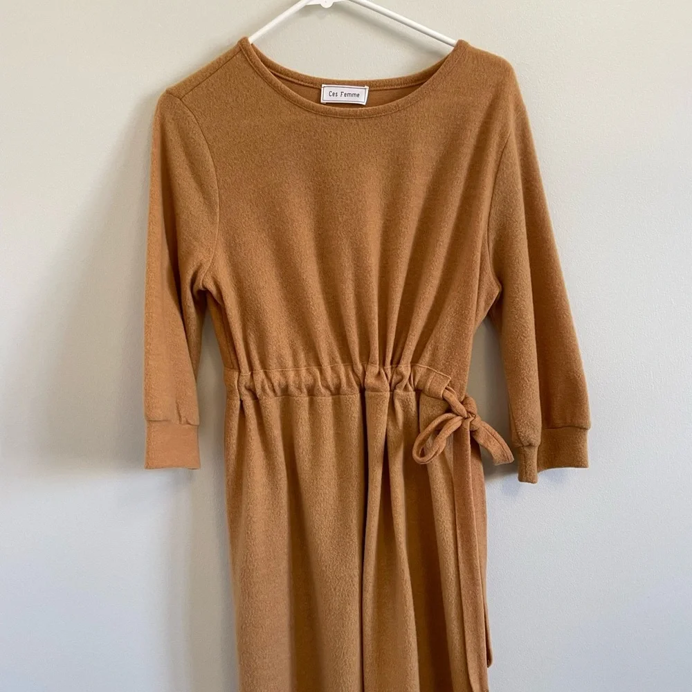 Camel Sweatshirt Dress.